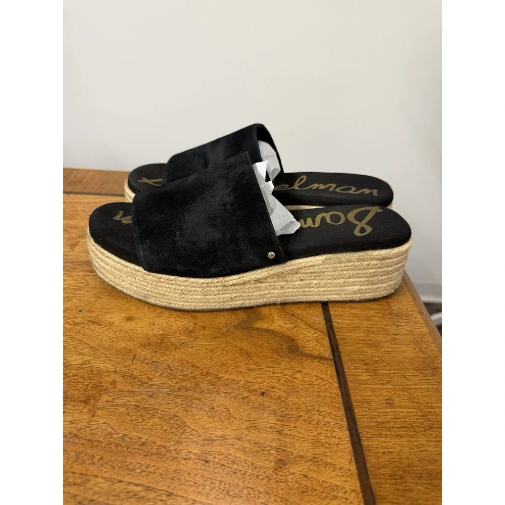 Sam Edelman Women's Size 10  Black Weslee Em Espadrilles Platform Sandals Cork